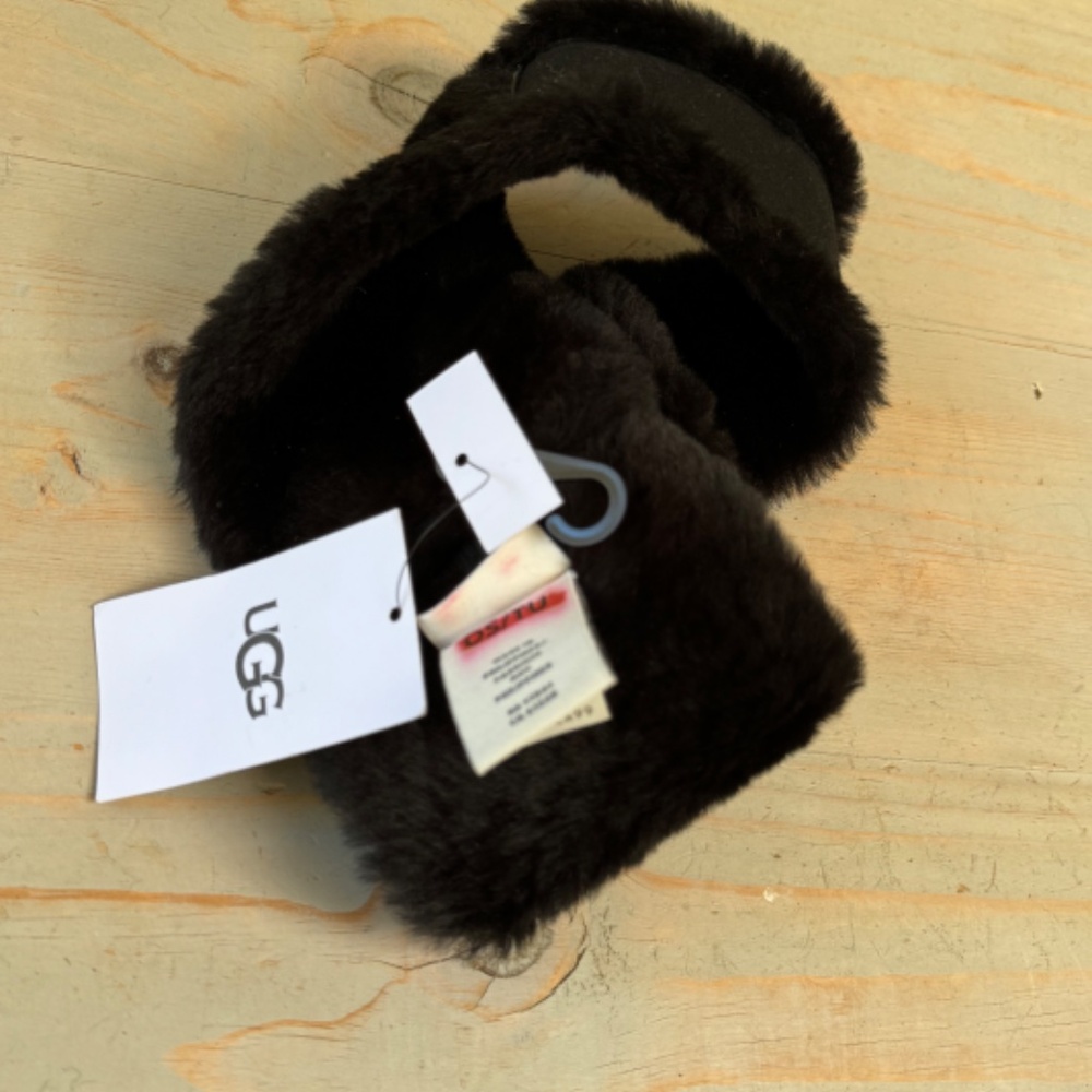 ugg sheepskin and suede black  headband NEW - Picture 7 of 8